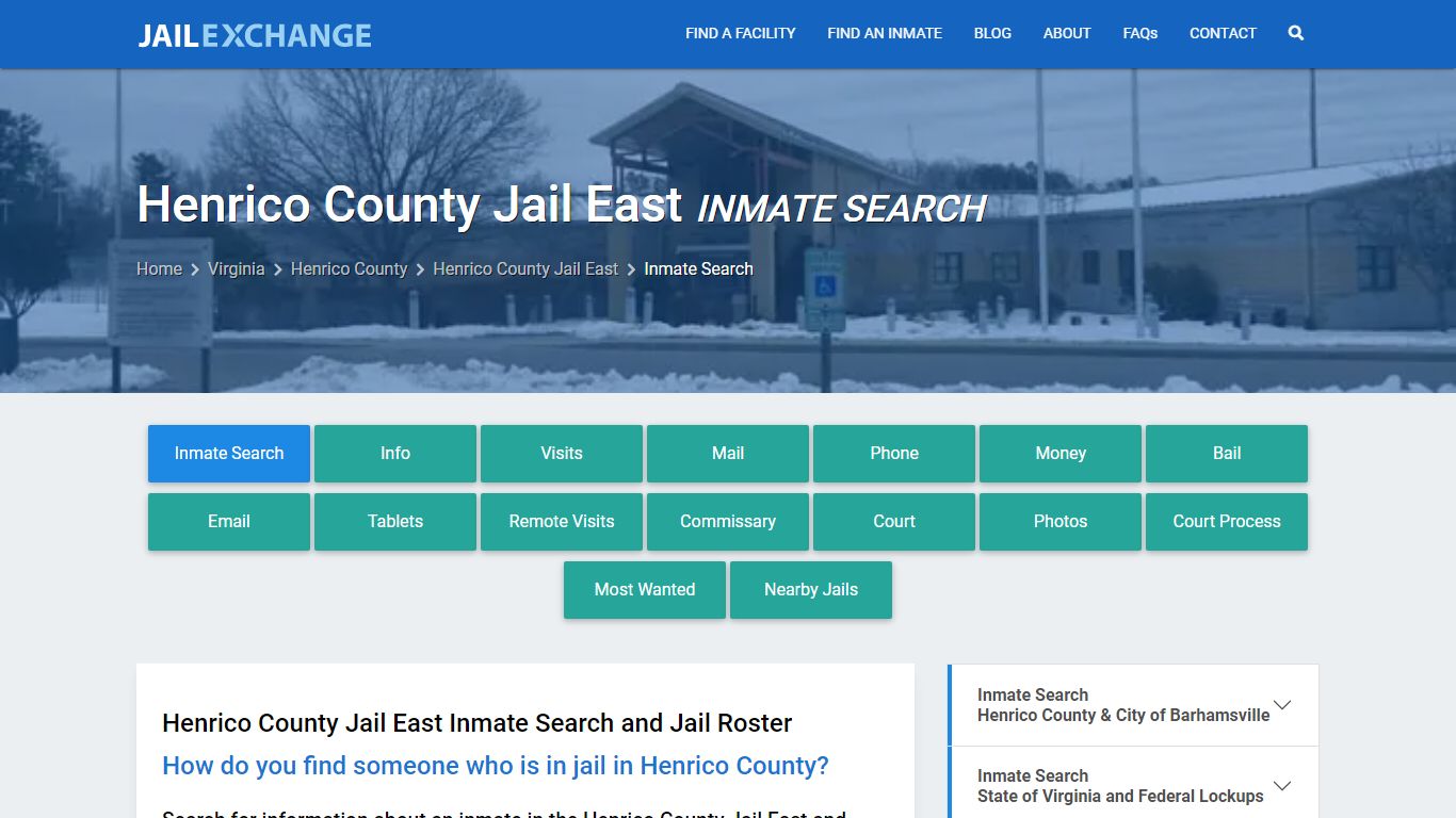 Henrico County Jail East Inmate Search - Jail Exchange